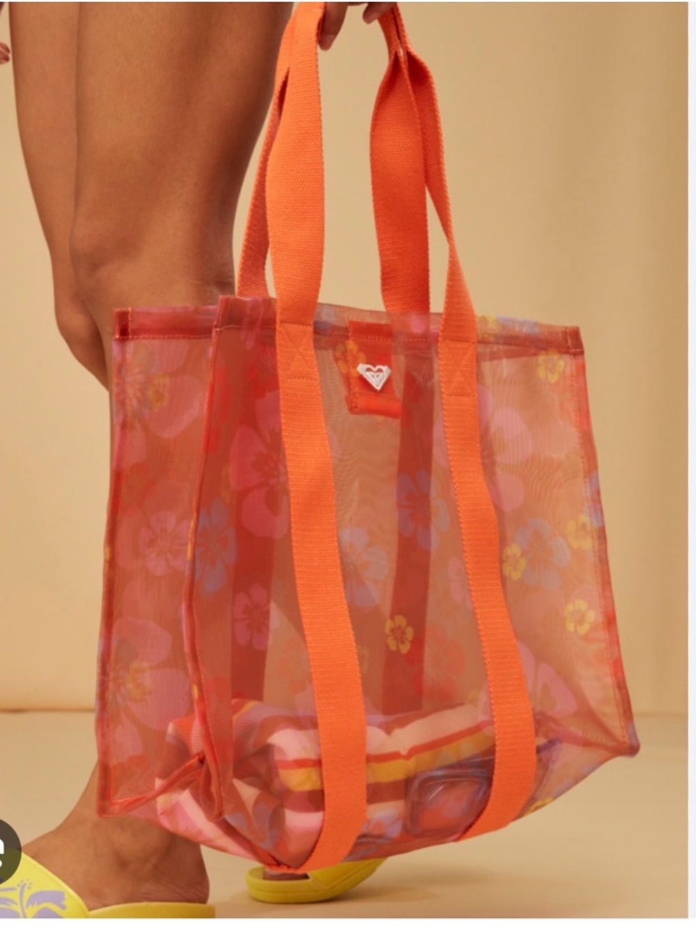 Roxy Orange Transparent Mesh Tote Bag